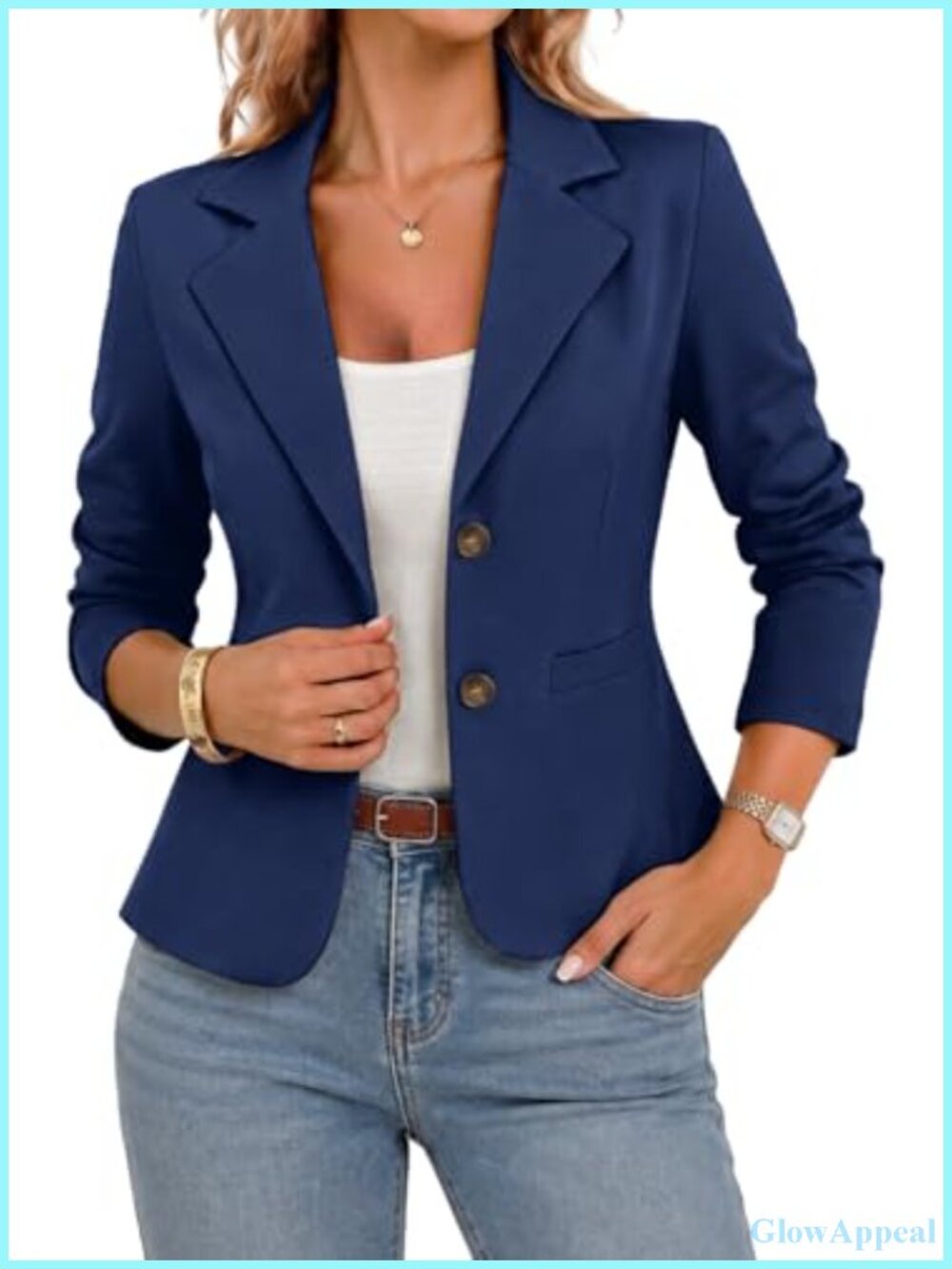 Stretch Knit Blazer Notched Lapel Single-Breasted Business Casual